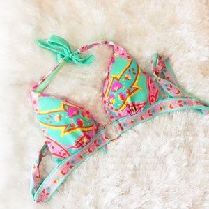 Victoria's Secret · Paisley Push-Up Halter Top