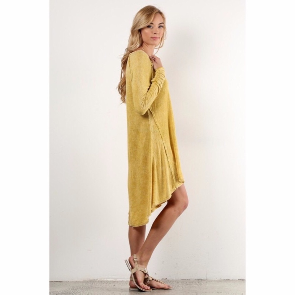 Mineral Wash Hi/Low Dress in Mustard - Picture 7 of 7