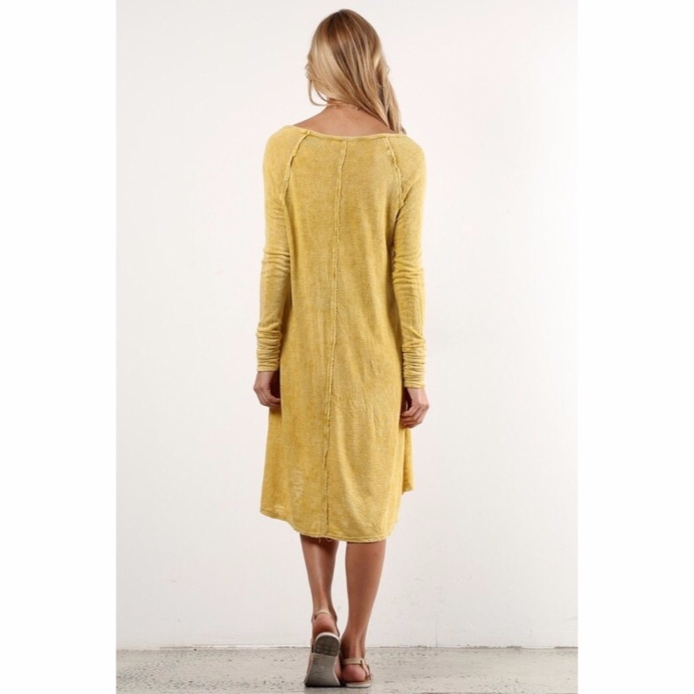 Mineral Wash Hi/Low Dress in Mustard - Picture 6 of 7