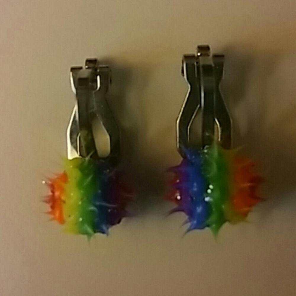 Rainbow Clip on Earrings