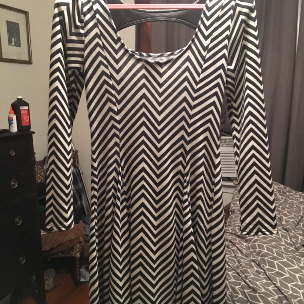 Black and cream chevron dress