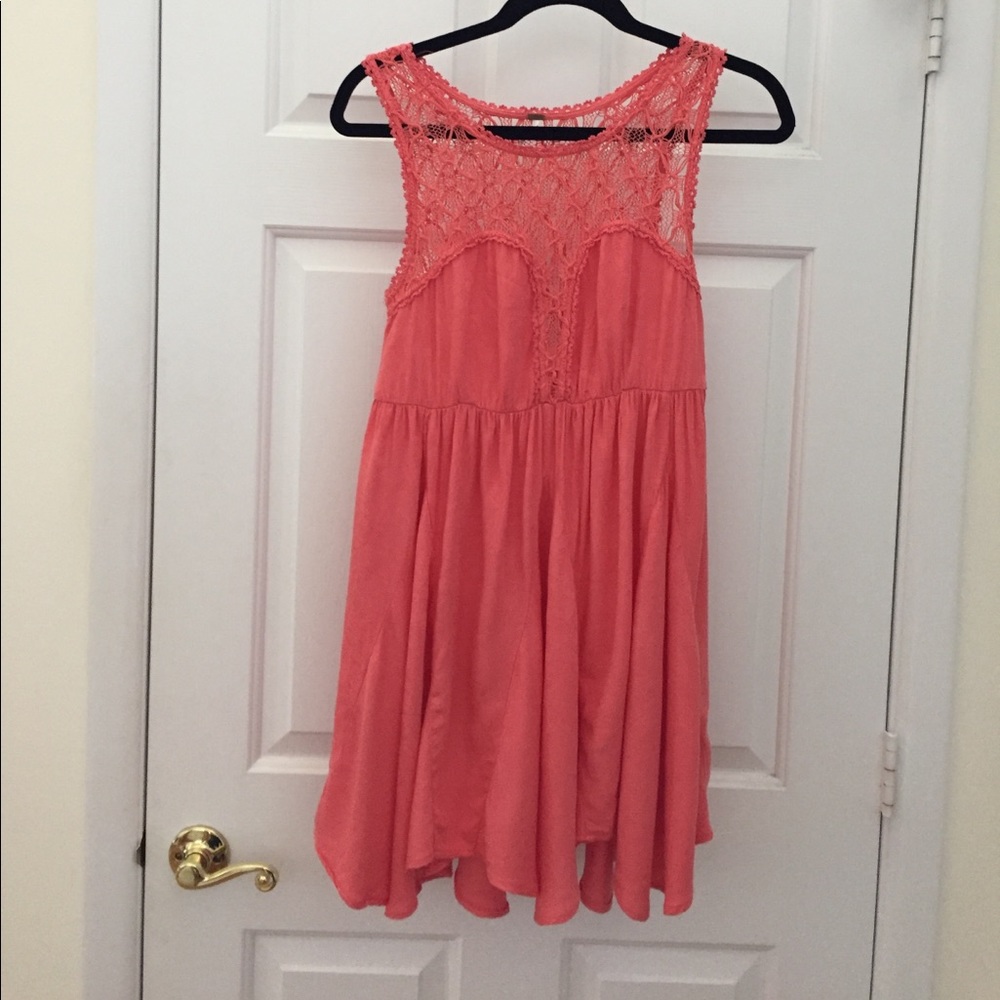 Free People coral scallop hem festival dress