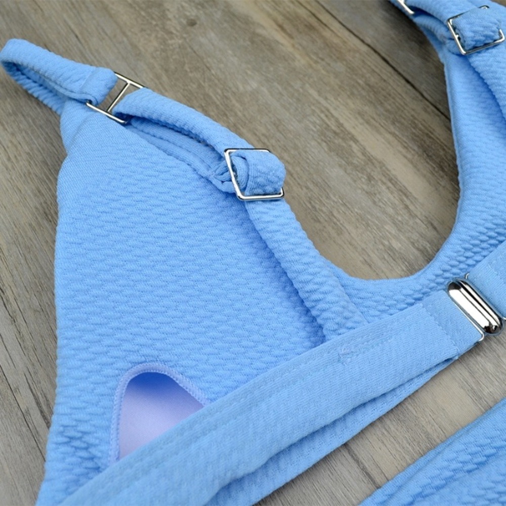 MUST GO  ‘Eliana’ Light blue textured plunge bandage bikini - Picture 3 of 5