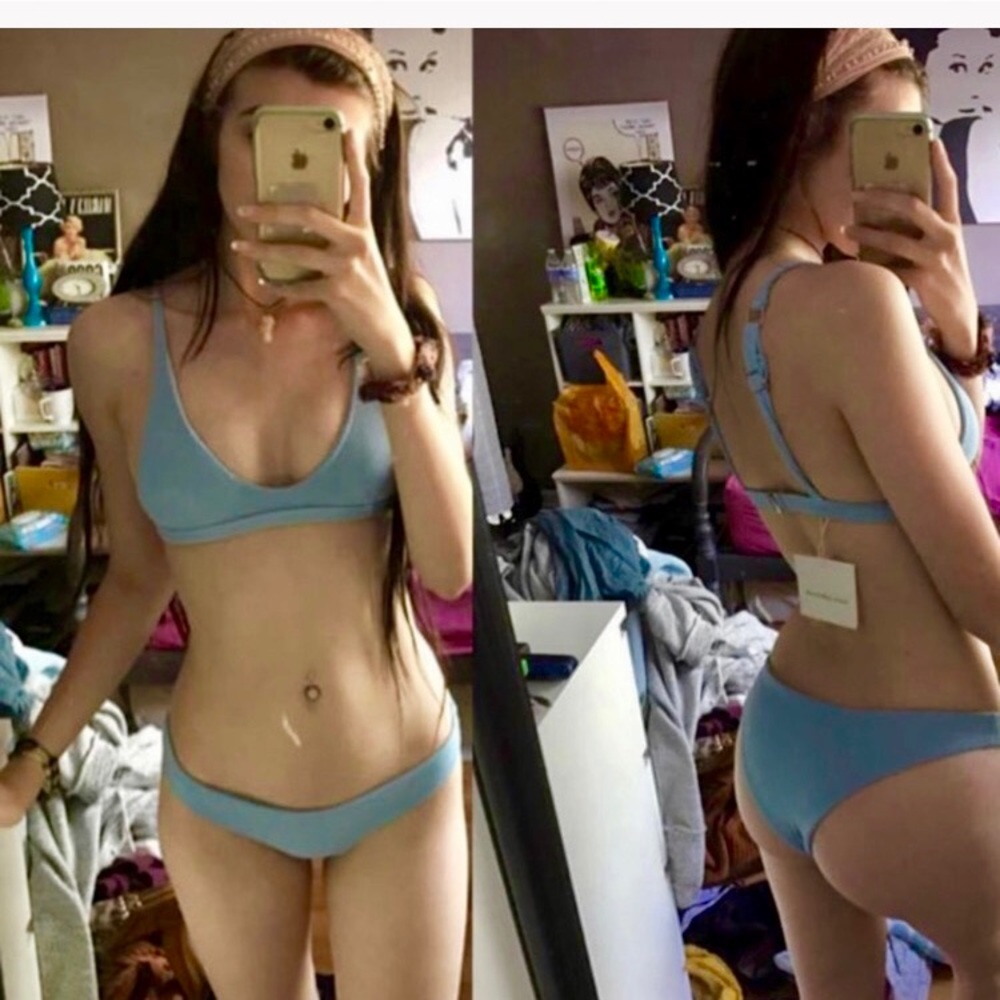 MUST GO  ‘Eliana’ Light blue textured plunge bandage bikini - Picture 4 of 5