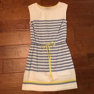 Loft white, blue and yellow stripe dress.