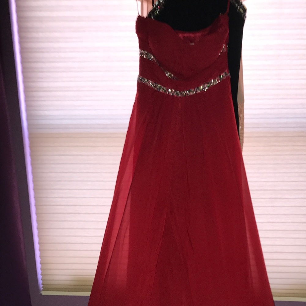 Red Strapless Prom Dress