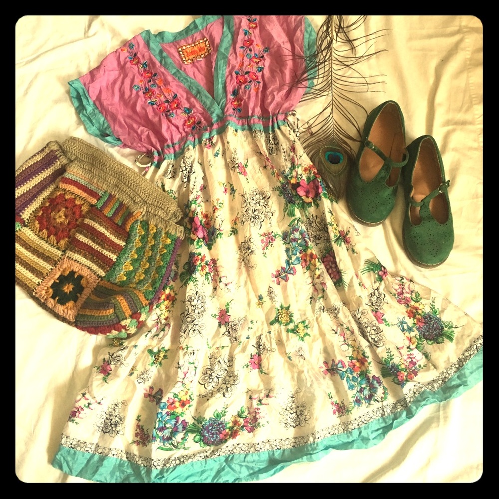 Silk embroided dress