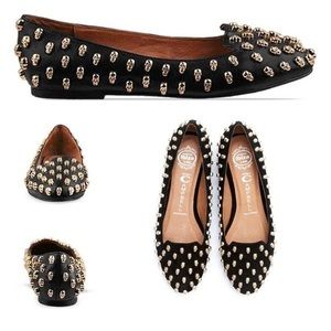 Gold Skull Studded Jeffrey Campbell Flats