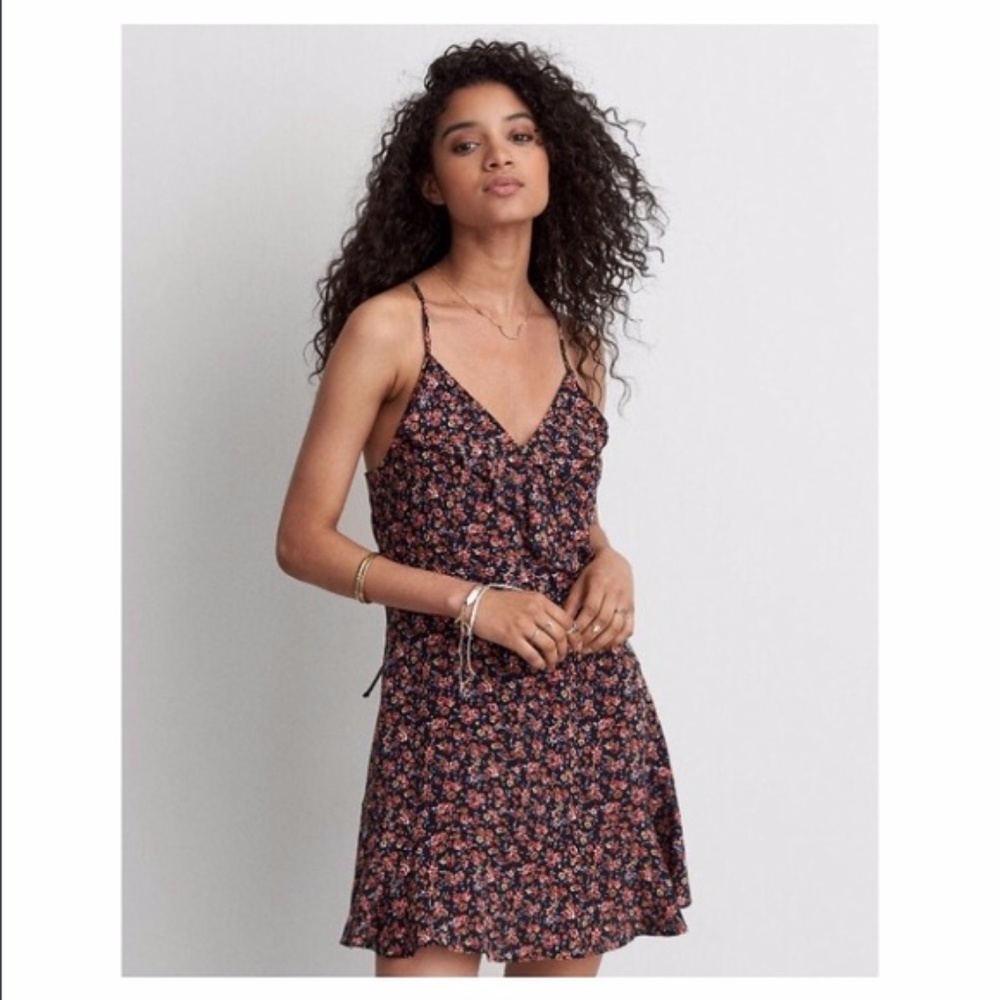 NWT AE Floral Sundress with Lace-Up Back