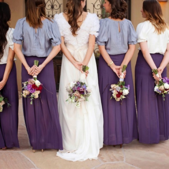 Pleated Chiffon Maxi Skirt in Aubergine - Picture 3 of 6