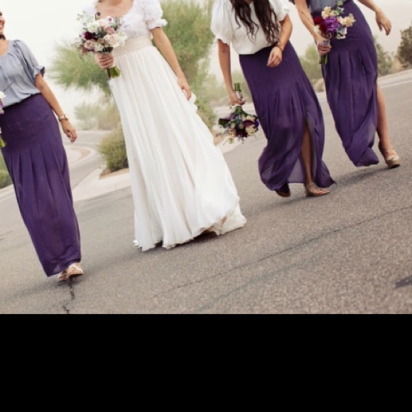Pleated Chiffon Maxi Skirt in Aubergine - Picture 5 of 6