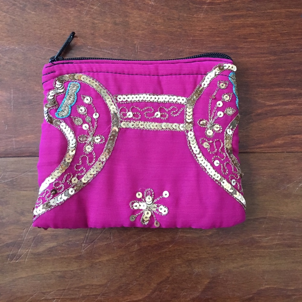 Beautiful magenta and gold coin purse