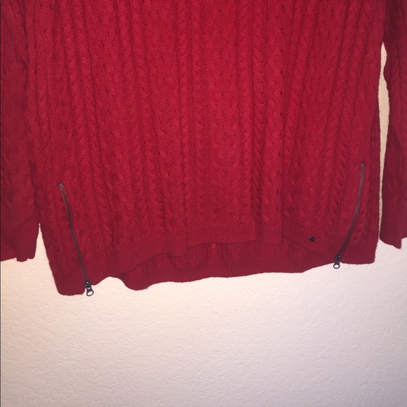 AEO Red Cable Knit Sweater NWOT - Picture 3 of 8