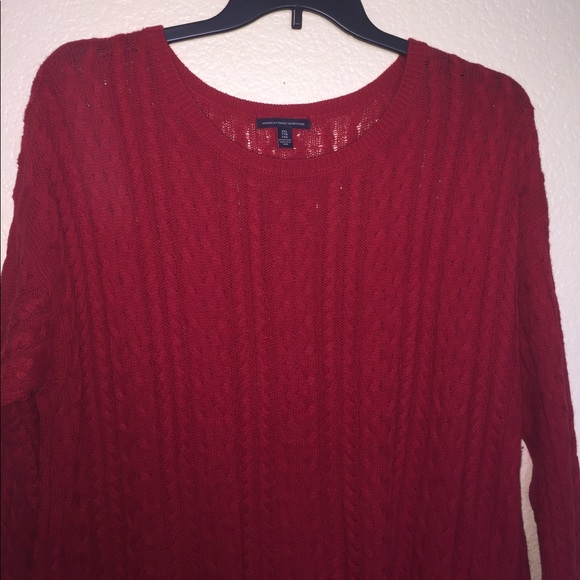 AEO Red Cable Knit Sweater NWOT - Picture 5 of 8
