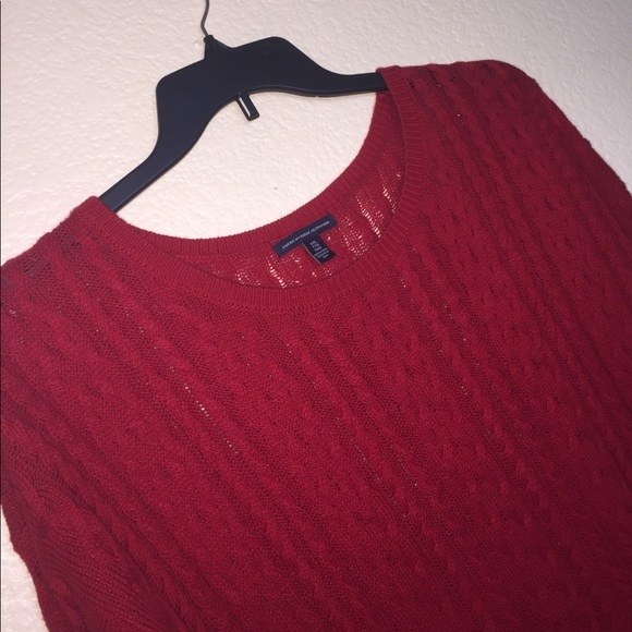 AEO Red Cable Knit Sweater NWOT - Picture 6 of 8