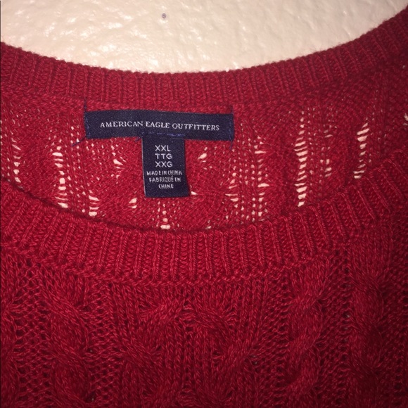 AEO Red Cable Knit Sweater NWOT - Picture 7 of 8