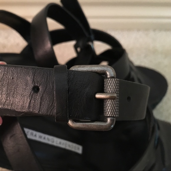 Vera Wang Lavender Black Leather Wedge Sandal - Picture 4 of 8