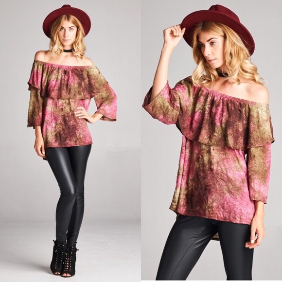 Make Offer 🌷Last 1️⃣ Tie Dye Off the Shoulder Top - Picture 2 of 4