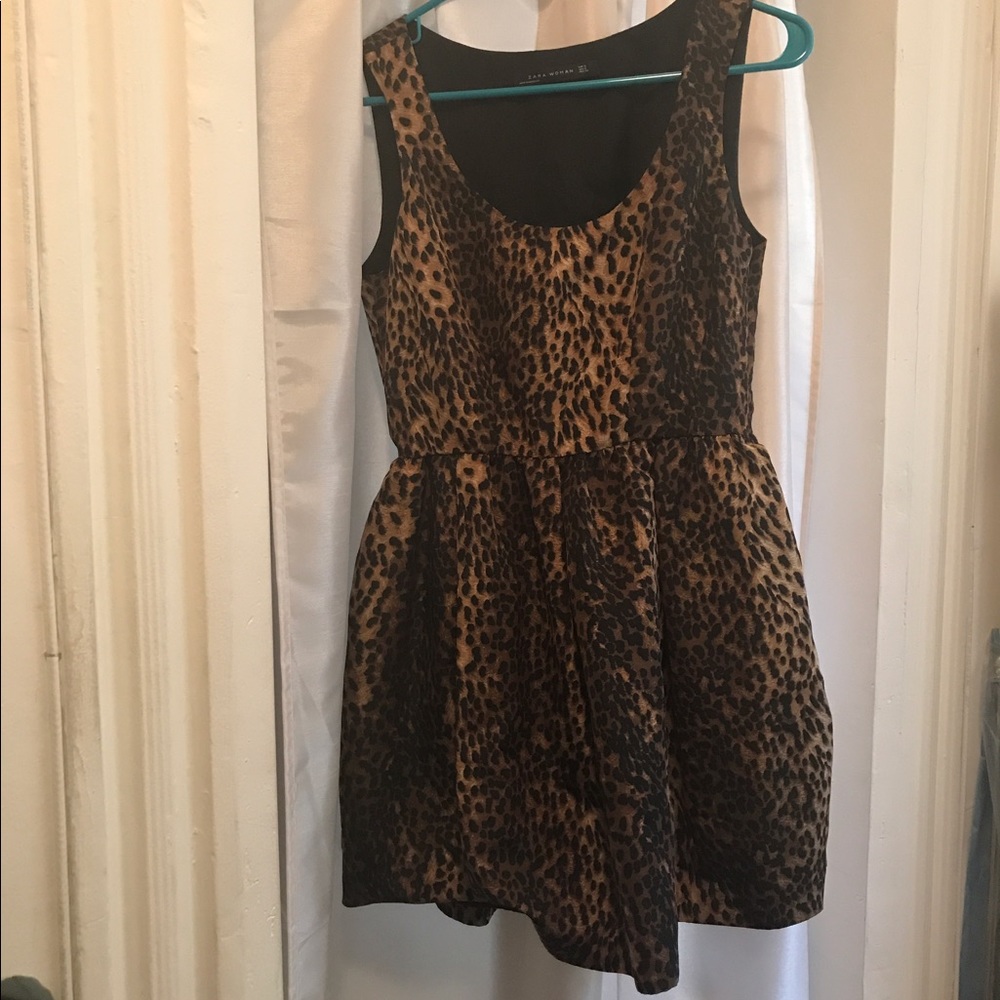Leopard print faux silk party dress
