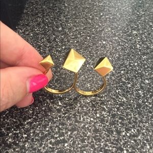 Trina Turk gold faceted double ring