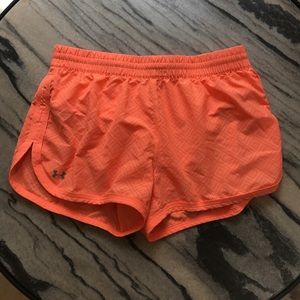 Orange laser cut under armour shorts