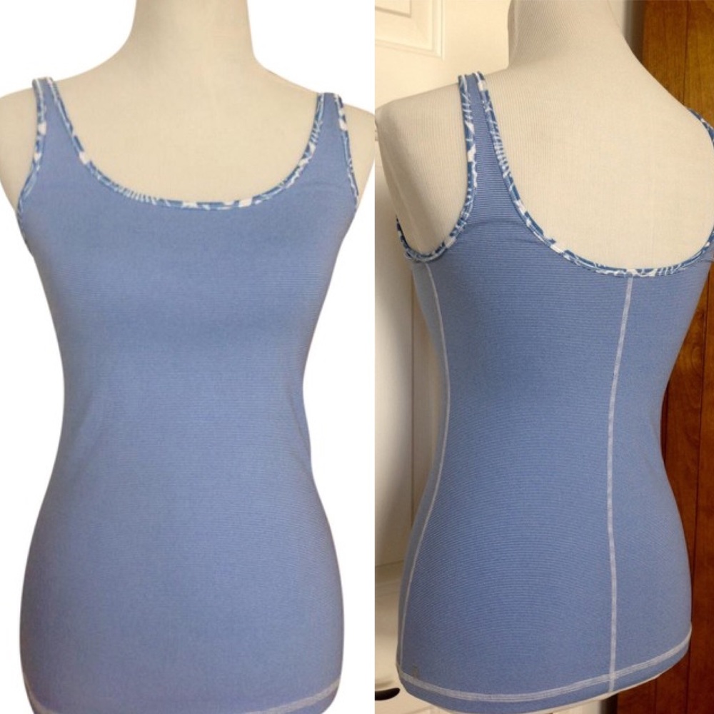 Lululemon Blue White Stripe Daily Tank Scoop Neck