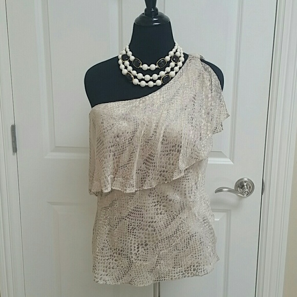 White House Black Market Tops - White House/Black Market ruffled one shoulder top
