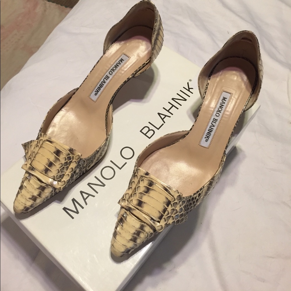 Manolo Blahnik snake skin heels