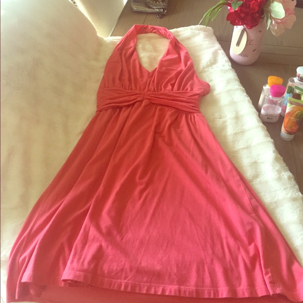 Express maxi halter pink dress