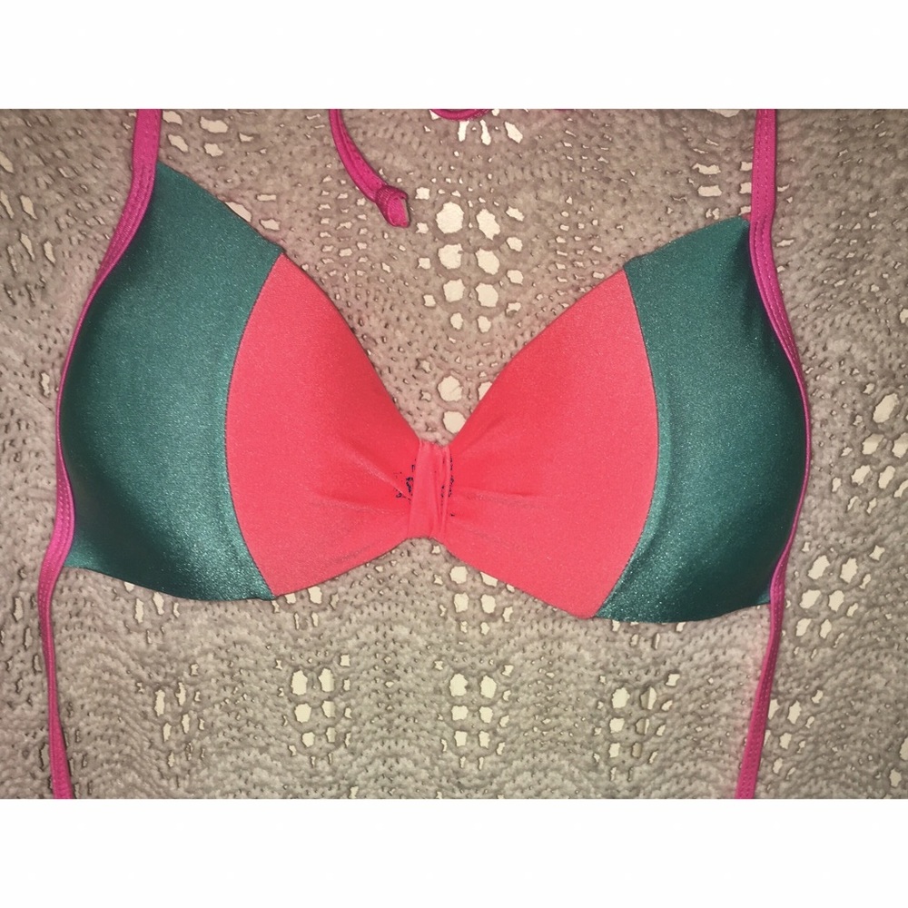 Pink and turquoise billabong bathing suit top