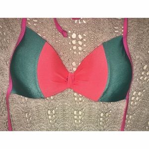 Pink and turquoise billabong bathing suit top