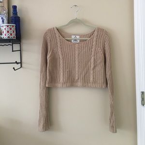 UO X Unif Tan Cropped Crewneck Sweater