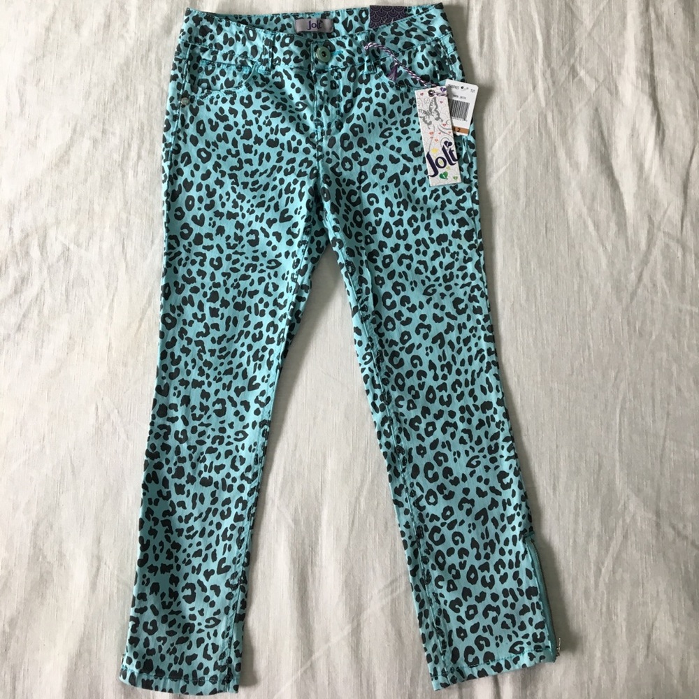 Jolt blue leopard print ankle Jean