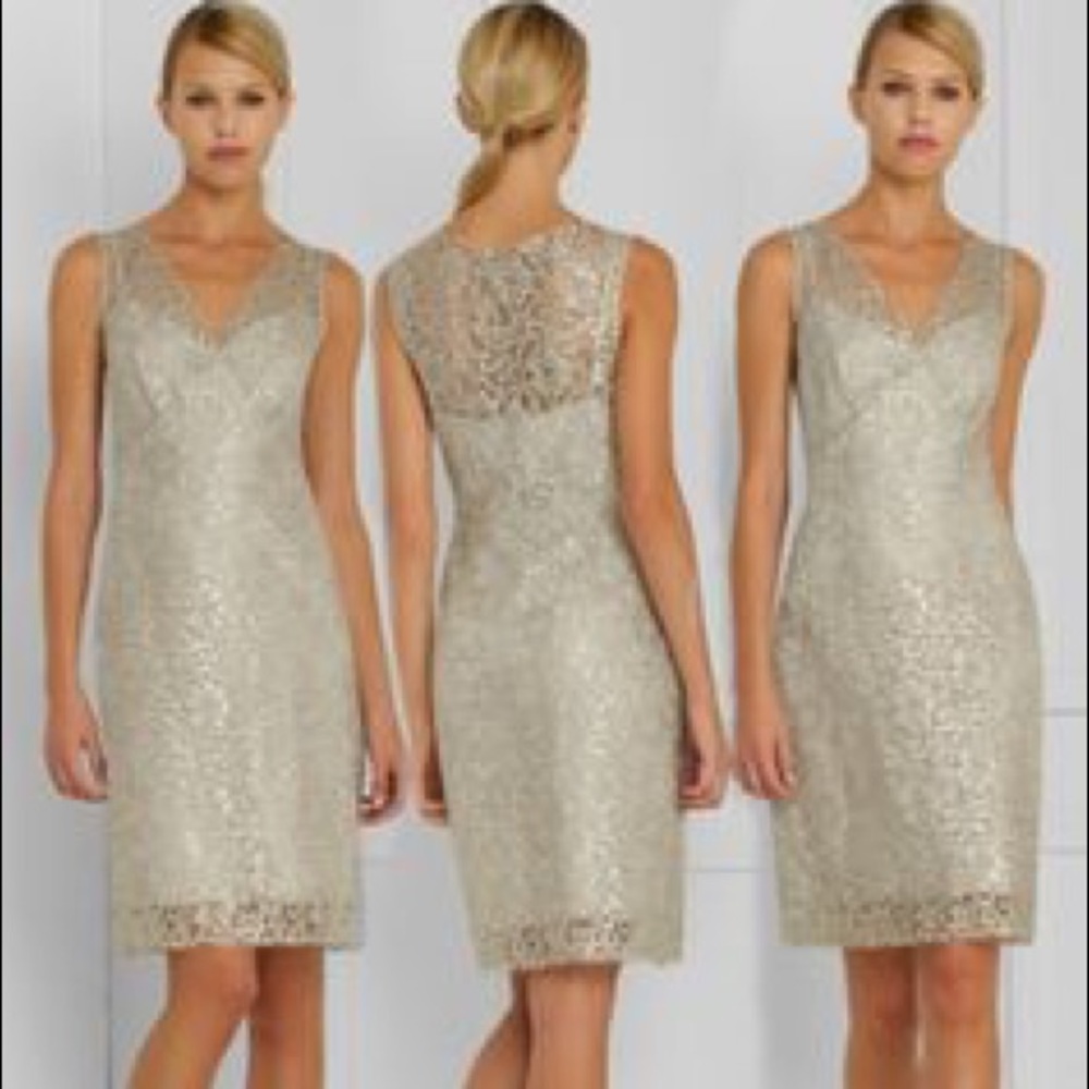 BCBGMazAzria "Lynette" Champagne/Silver dress