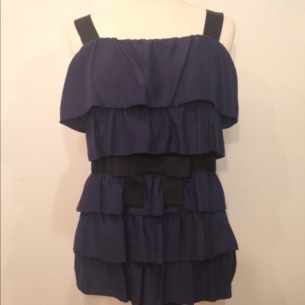 Anthropologie Bordeaux ruffled cami