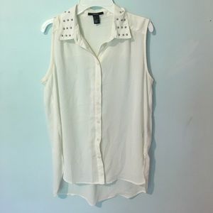 Forever 21 Sleeveless Button up top Studded Collar
