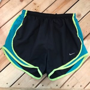 Nike dri-fit running shorts, black and blue