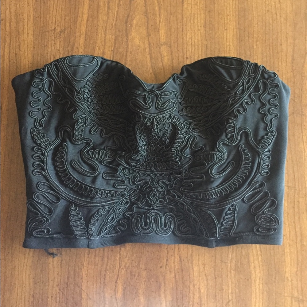 Black Embossed Crop Top