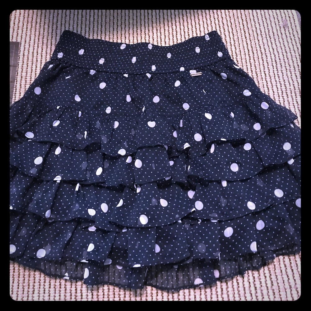 Hollister Navy Blue and White Polka Dot Skirt