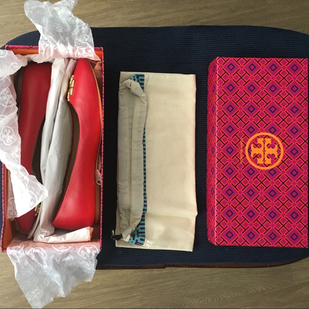 Tory Burch Cerise/Gold Raleigh Ballet