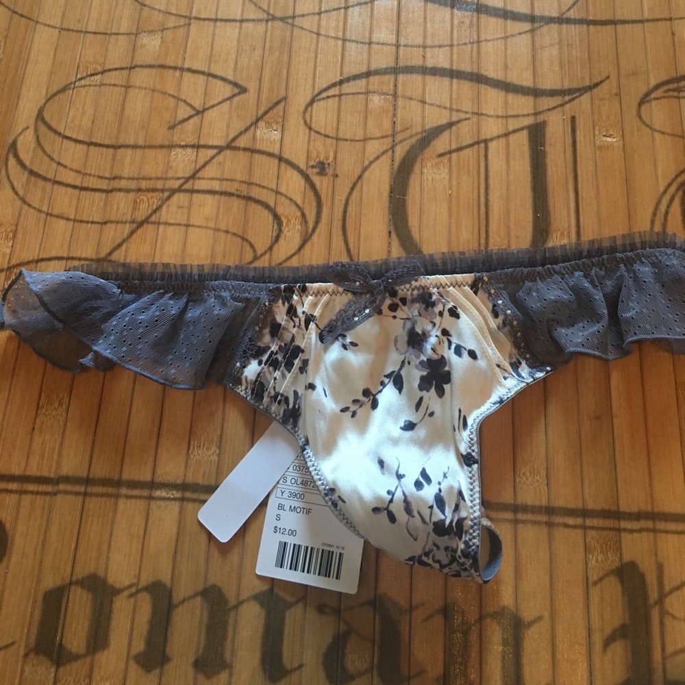 Anthropologie silk and lace thong