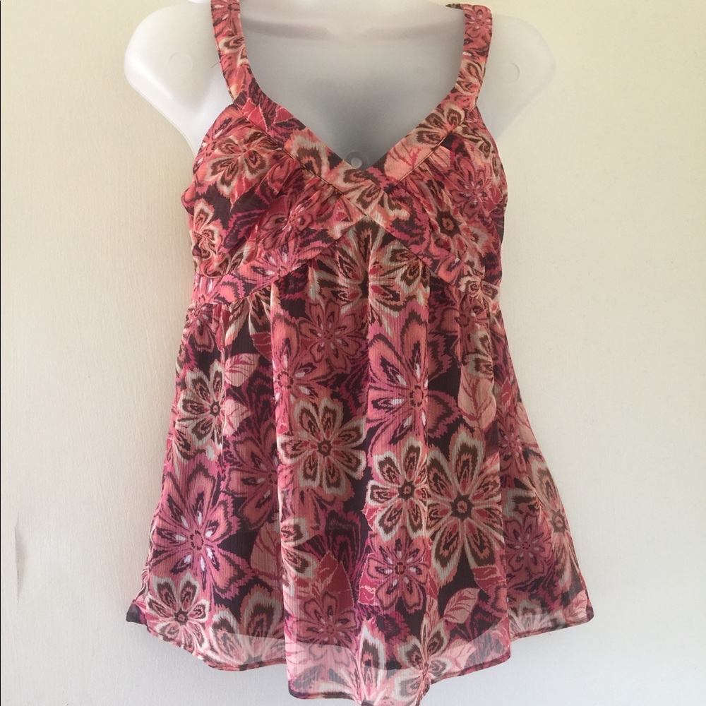 Ann Taylor LOFT Floral Patterned Strap Blouse