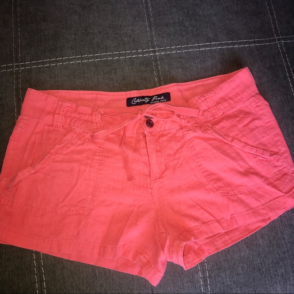 Coral shorts with front tie