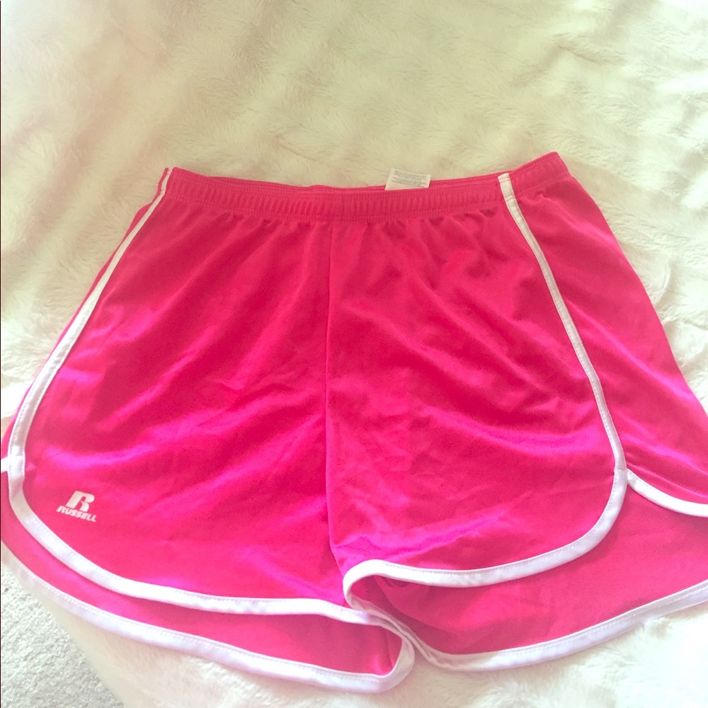 Russell Hot Pink and white strip shorts