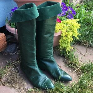 Green leather Italian boots
