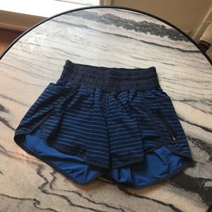 Navy stripe lululemon tracker shorts size 6