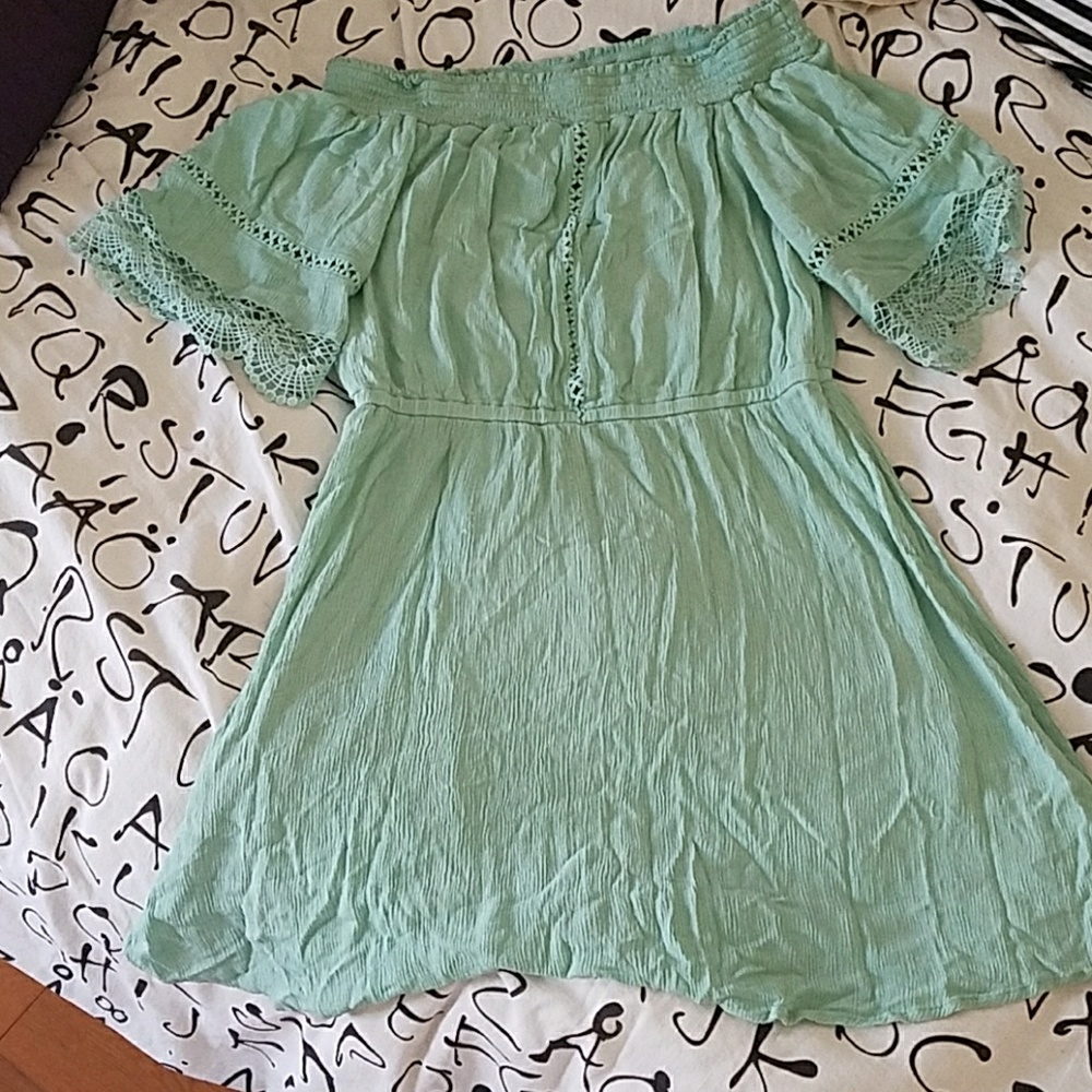 Teal Xhilaration off the shoulder dress