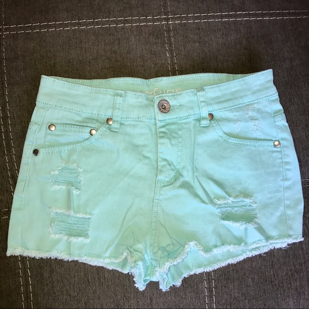 Mint shorts with holes
