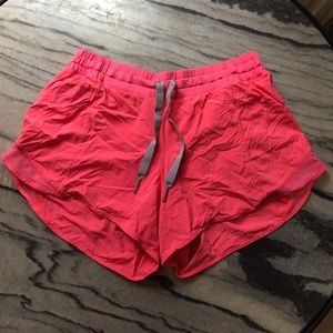 Neon pink long lululemon hotty hot short