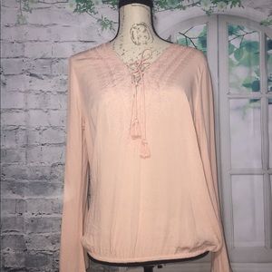 Wet Seal Embroidered Peasant Top Boho Smocked Hem